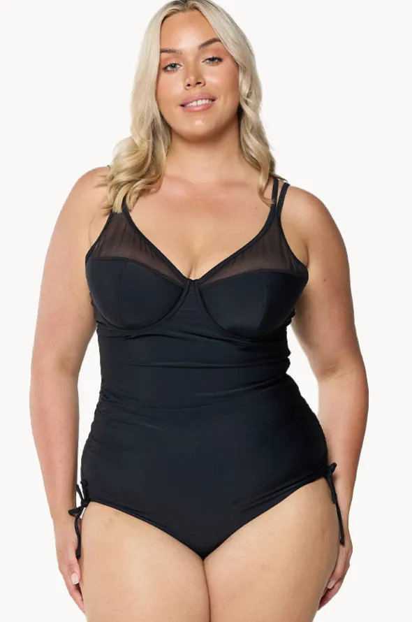 Mesh DD/E Cup Ruched Tie Side One Piece