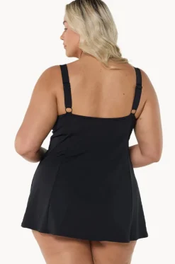 Mono Paisley Wide Strap Swim Dress