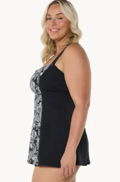 Mono Paisley Wide Strap Swim Dress