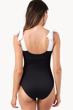 Monochrome Texture Classic Square Neck One Piece