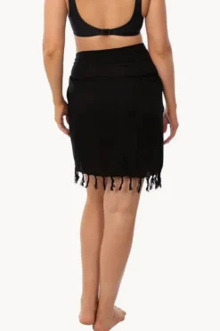 Plain Black Short Tie Sarong