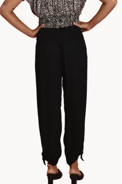 Plain Long Rouched Tie Pants
