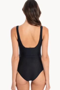 Plain Textured Square Neck One Piece