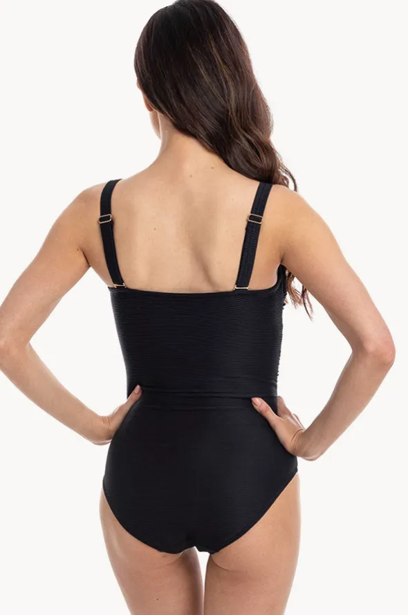 Plain Textured Twist Bandeau One Piece