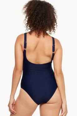 Plain Textured Twist Front One Piece