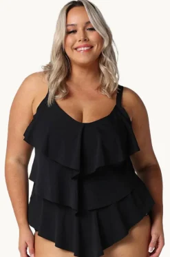 Plain Tiered Frill Tankini Separate