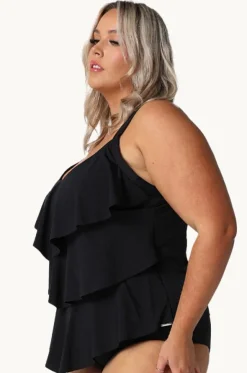 Plain Tiered Frill Tankini Separate