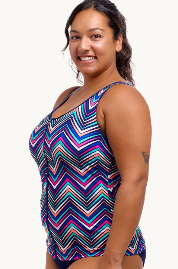 Point Out DD/E Cup Zip Front Tankini Separate