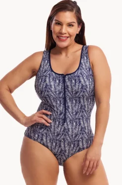 Pressure Palm DD/E Cup Zip Front One Piece