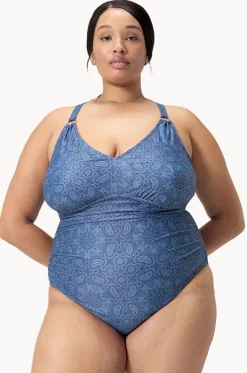 Printed Shaping V Neck One Piece