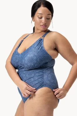 Printed Shaping V Neck One Piece