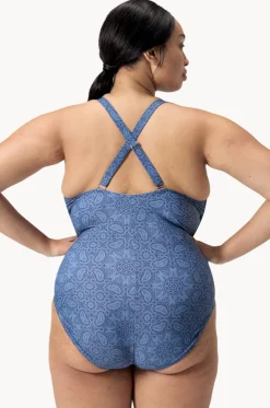 Printed Shaping V Neck One Piece