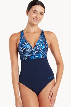 Sapphire Ruched Cross Back One Piece