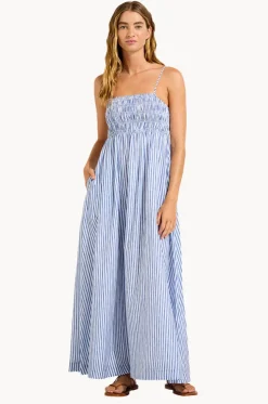 Shirred Midi Dress