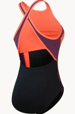Splice Cross Back High Neck One Piece