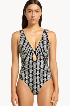 Spring Geo Plunge One Piece