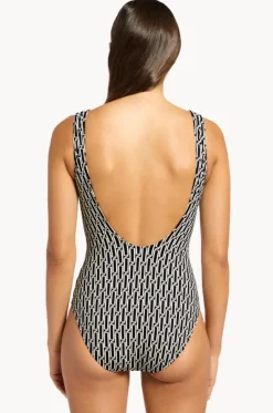 Spring Geo Plunge One Piece