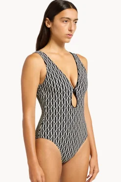 Spring Geo Plunge One Piece