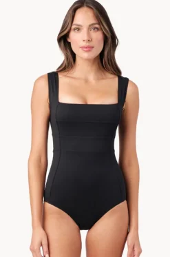 Textured Classic Square Neck One Piece