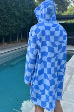 Tidal Checker Hooded Towelling Robe M/L