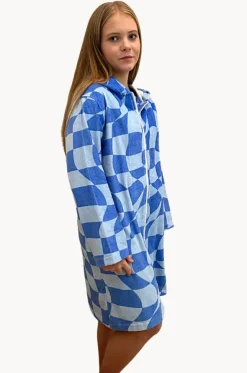 Tidal Checker Hooded Towelling Robe L/XL