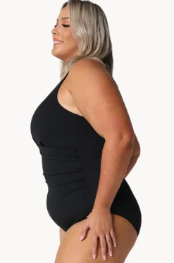 Twist Front High Neck One Piece