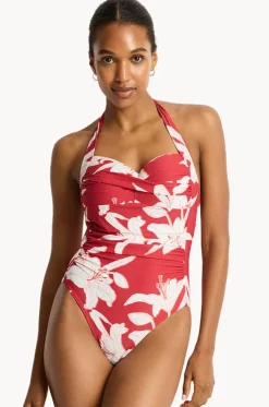 Veridian Twist Front Halter One Piece
