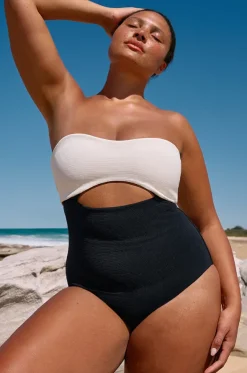 Versa Rib Cut Out Bandeau One Piece