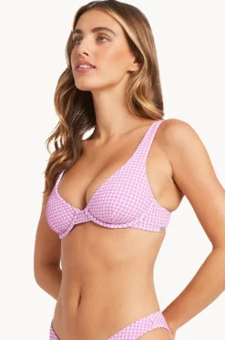 Wave Check Ruby Bra