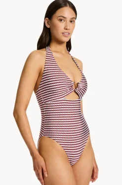Zarla Geo Tie Halter One Piece