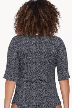 Zig Zag Short Sleeve Zip Suntop